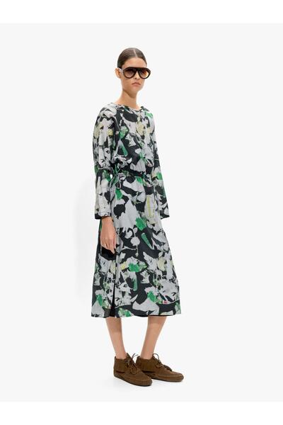 PARFOIS Kadın Çiçek Desenli Midi Elbise