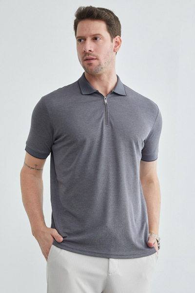 Fulla Moda Half Zip Polo Collar T-Shirt