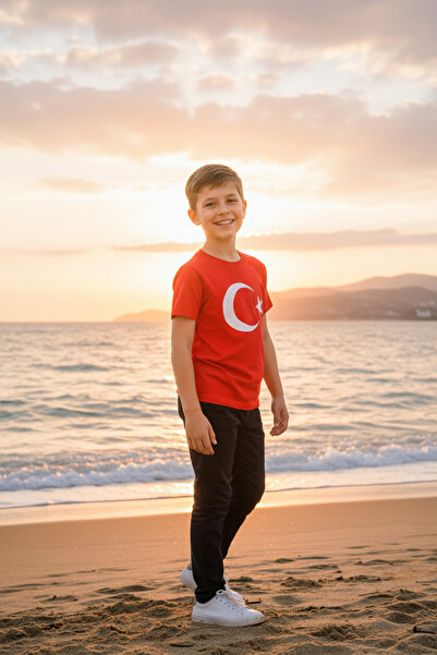 Parti Selesi Μπλουζάκι για αγόρια Unisex με στάμπα Red Moon Star, κοντομάνικο...