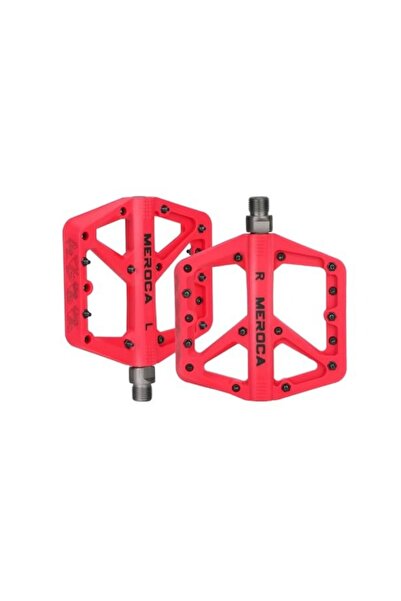 BikeWay Meroca Alüminyum Platform Pedal Set Takım Bisiklet Rulmanlı Kırmızı Renk