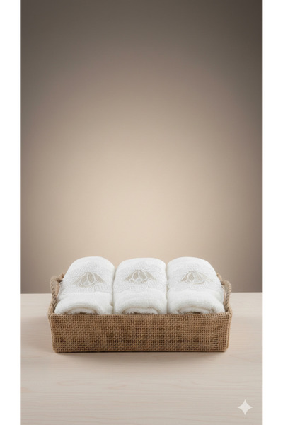 AYDA STORE Set of 3 Cotton Hand Towels with Basket