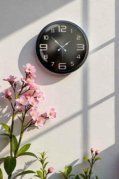 Cetiner Group 40 cm Black Metal Modern Wall Clock