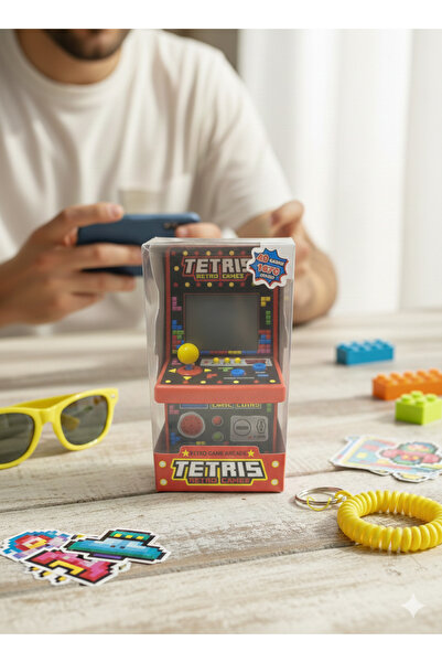 anonim Tetris Tasarımlı Mini Arcade Atari - Taşınabilir Nostaljik Oyun Konsol...