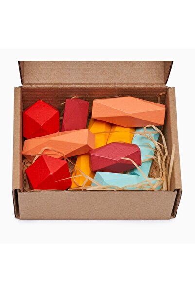 PlayFun Set educativ 10 blocuri din lemn multicolor