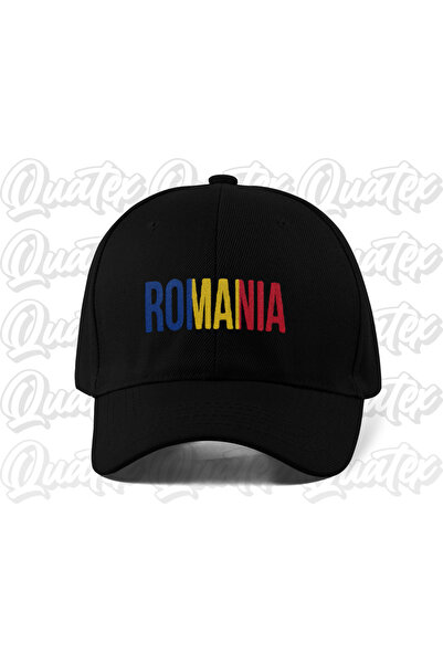 QUATEX Romania Embroidered Country Flag Hat - Black Color 100% Cotton Gabardi...