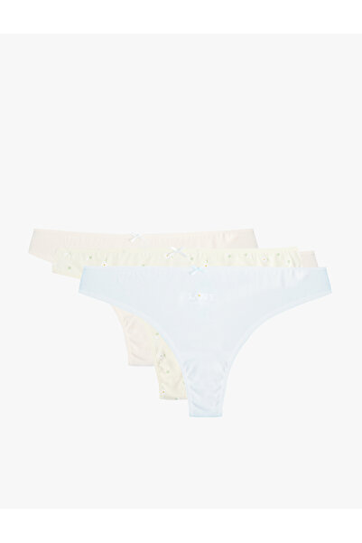 Koton Çiçek Baskılı Pamuklu 3'lü Brazilian Külot Seti