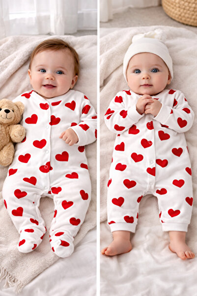 moukou 100% Cotton Baby Rompers with & Without Booties, 2-Pack – Heart Patter...