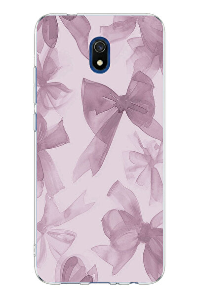 TechTree حافظة سيليكون مطبوعة بفيونكة باللون البنفسجي متوافقة مع هاتف Redmi 8A