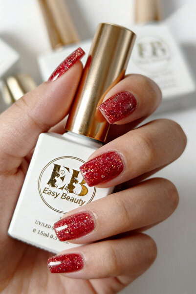 Easy Beauty Kırmızı Simli Kalıcı Oje - Nail Art Oje - TPO İçermez - GLITTER G...