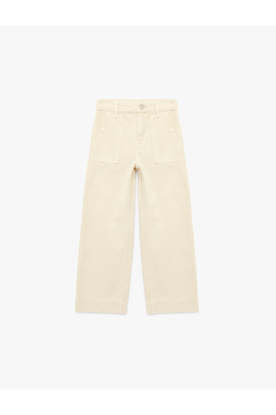 Koton bumbac bucăți croială largă cu detaliu la buzunar Pantaloni largi