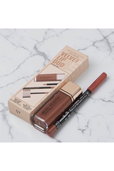 Moda Beauty Velvet Lip Duo Set | 24-Hour Matte Lipstick + Eyeliner | 8 Colors...