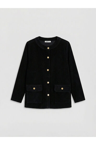LC Waikiki Hilfa New Season Crew Neck Women's Velvet Cardigan