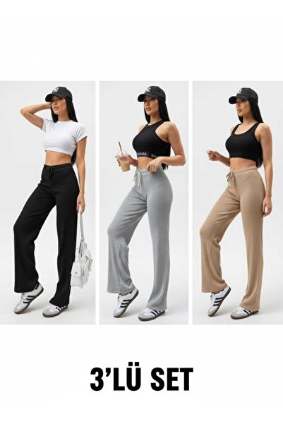 EVOA Women's 3-Piece Ribbed Comfortable Casual Tracksuit