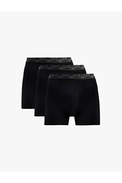 Koton Cotton 3-Piece Boxer Set with Printed Waist Detail