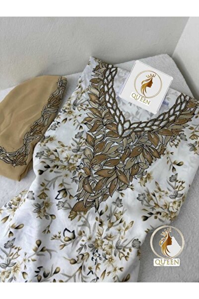 QUEEN Indonesian Silk headscarf with embroidery and crystals / One piece of f...