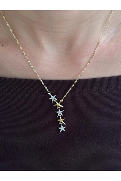 LEROSY CO. قلادة ميكس ستار من الذهب الصلب للنساء |   سلسلة خاصة من قلادات مين...