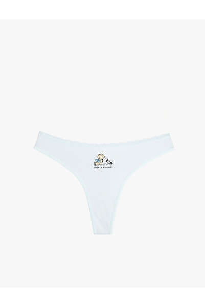 Koton Beli Dantelli Pamuklu Rahat Kalıp Baskılı String Külot