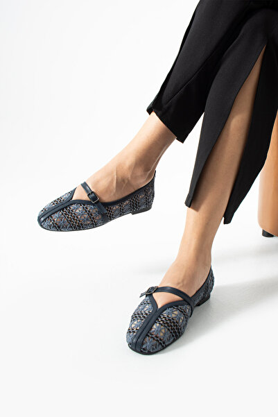 dabab shoes MARVENA Γυναικείες μπαλαρίνες σε σκούρο μπλε χρώμα με διαφανή υφή...