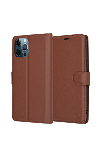Techsuit Leather Folio Case for iPhone 12 Pro Max, Brown