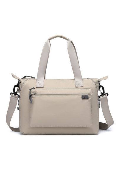 Hüvendo Smart Bags Beige Women's Shoulder and Sports Bag Lightweight Fabric L...