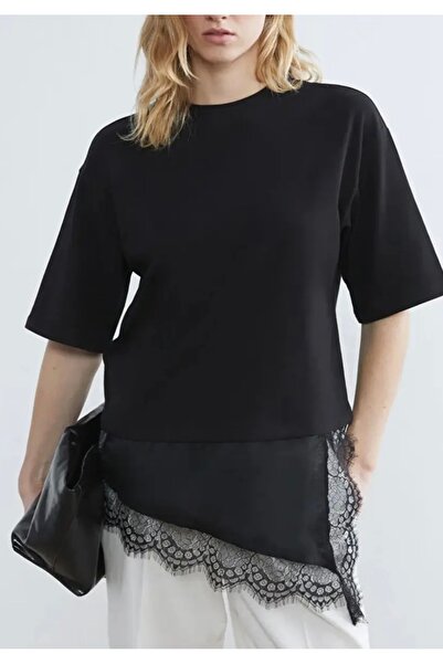 Noi Belis Υπερμεγέθη πλεκτό μπλουζάκι με ασύμμετρη κοπή και λεπτομέρεια από δ...