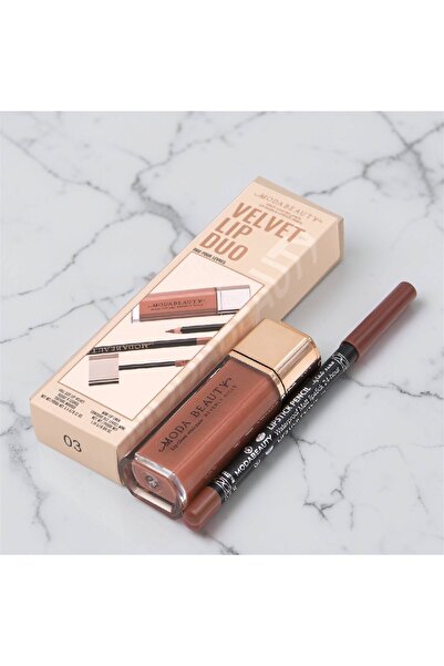 Moda Beauty Velvet Lip Duo Set | 24-Hour Matte Lipstick + Eyeliner | 8 Colors...