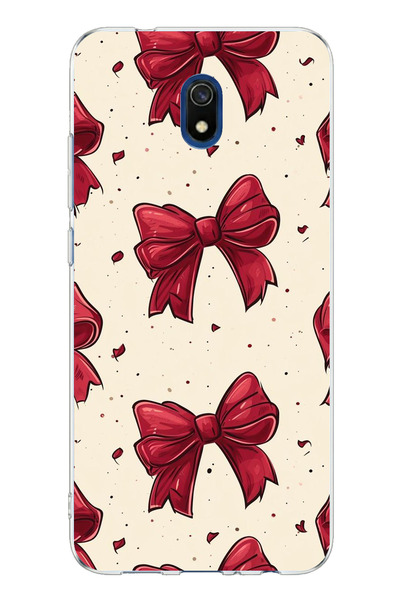 TechTree حافظة سيليكون مطبوعة بفيونكات حمراء كبيرة متوافقة مع Redmi 8A