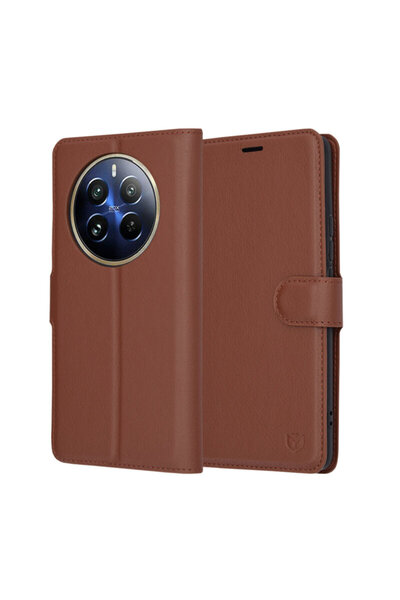 Techsuit Realme 12 Pro Leather Folio Case, Brown