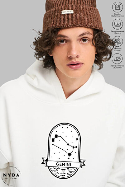 Nyda Collections Unisex Hoodie Gemini Gemini Printed Hooded Oversized 100% Co...