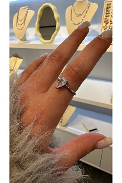 GLARE JEWELRY CO Gümüş Rodyumlu Marquise Diamond Mini Taşlı Tasarım Zirkon Ta...