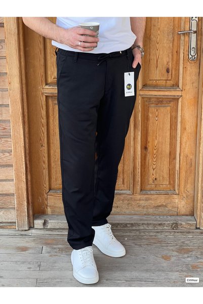 ElitWear Erkek Beli Lastikli ve Bağcıklı Chino Pantolon