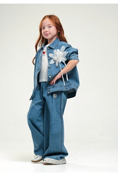 LOCO LOCO Jachetă din denim cu textură moale pentru fete LİMİ
