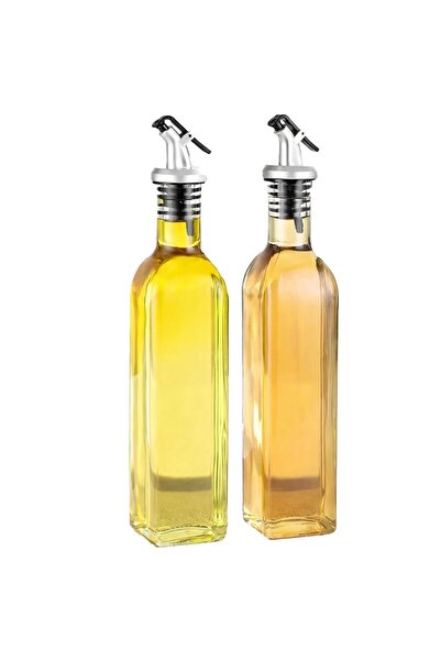 PUFO Set of 2 Glass Oil and Vinegar Containers, 2 x 400 ml– Easy Dosing, Eleg...