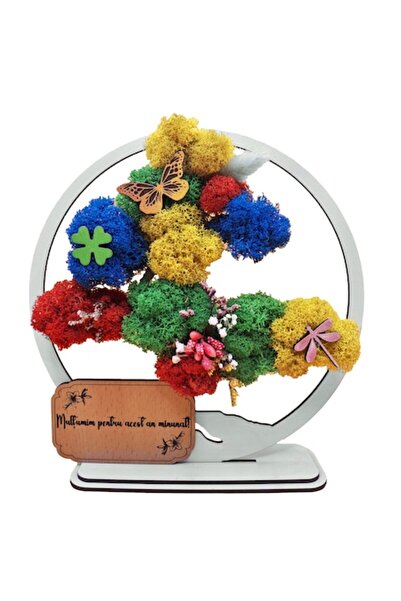 OEM Decorative Painting - Bonsai with Stabilized Lichens and Decorative Accents