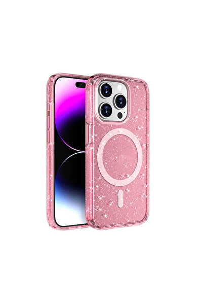 Paladyum Case غطاء Allstar باللون الوردي اللامع متوافق مع MagSafe لهاتف iPhon...