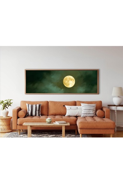 woodhomeworks Tek Parça Gerçek Ahşap Yatay Panorama Çerçeveli Tablo sisli dol...