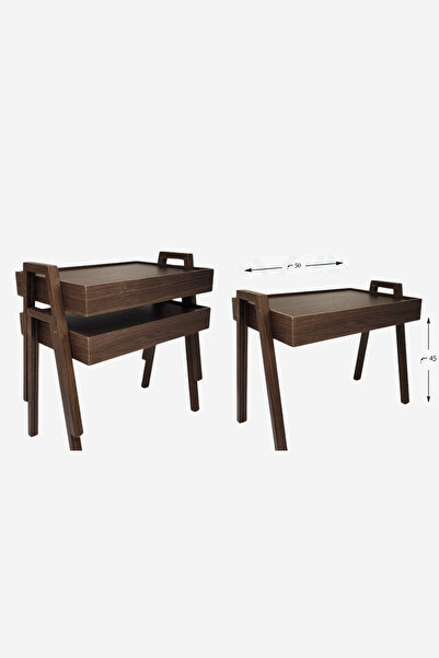 Ch 3-piece nesting wooden serving table set, modern rectangular design, space...
