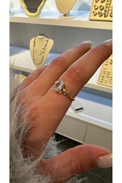 GLARE JEWELRY CO Gümüş Rodyumlu Marquise Diamond Oval Yaprak Taşlı Tasarım Zi...