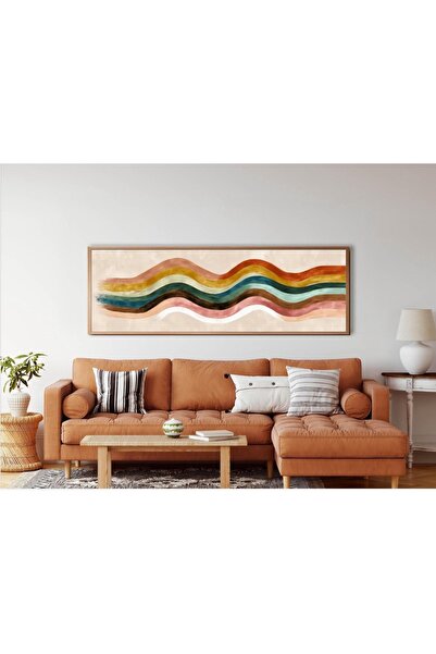 woodhomeworks Tek Parça Gerçek Ahşap Yatay Panorama Çerçeveli Tablo renklerin...