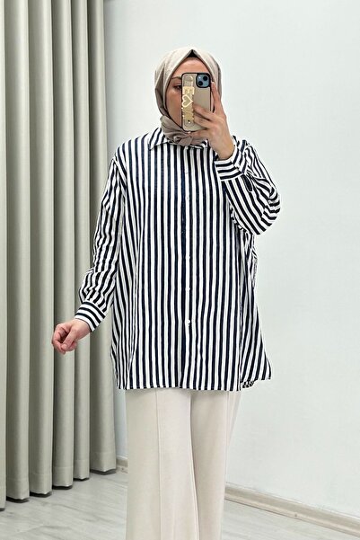 T Moda Store Ecru Tex Glitter Line Detailed Oversize Comfortable Fit Women's ...