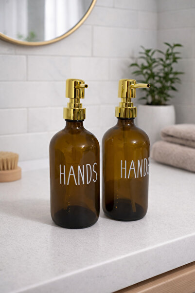 MEYA PİNE Glass Liquid Soap Dispenser Set 500 ml 2 Pieces – Stylish and Moder...