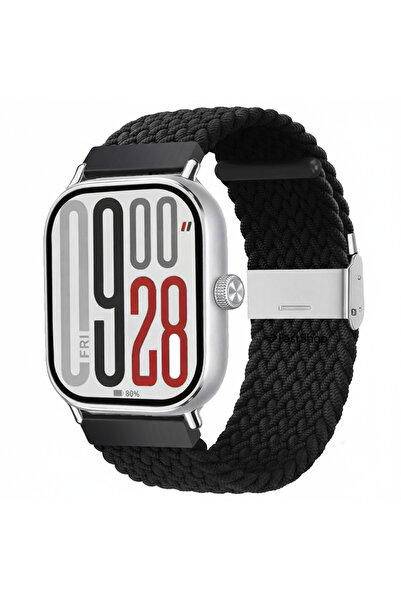 MMP SHOP Redmi Watch 4 / 5 / 6 Uyumlu Metal Clips Kumaş Örgü Akıllı Saat Kordon