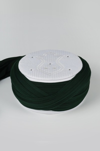 SARIKHANE YÜKSEK TEKNOLOJİ MAKİNE SARIMI Çocuk Namaz Sarığı - Yeşil Kumaş - B...