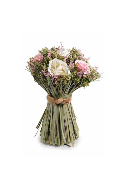 Decorer Buchet flori artificiale albe roz 15x20.5 cm