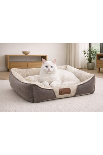 PAWİYANS Üst Kalite Kedi Köpek Yatağı %100 Elyaf Dolgu ,Yıkanabilir 2 Fermuarlı.