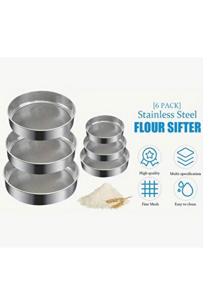 HUTUL AL JAZIRA Round Strainers Stainless Steel Set of 6pcs