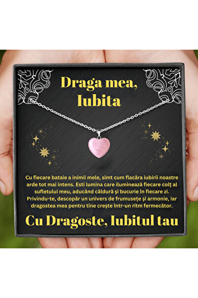 OEM Girlfriend gift, necklace with quartz stone and love message, gift for Ma...