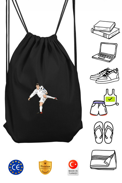 Omotasarım حقيبة ظهر رياضية سوداء للجنسين من زيدان مع رباط