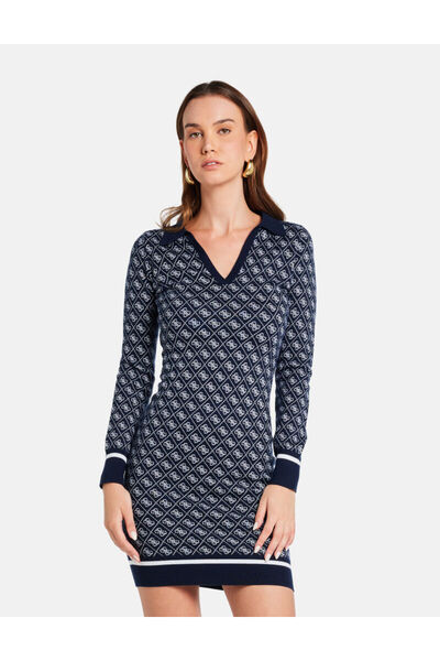 Guess فستان قصير بشعار من مزيج الصوف