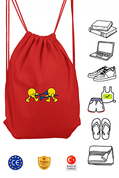 Omotasarım حقيبة ظهر رياضية حمراء للجنسين من فوتشنج مع رباط